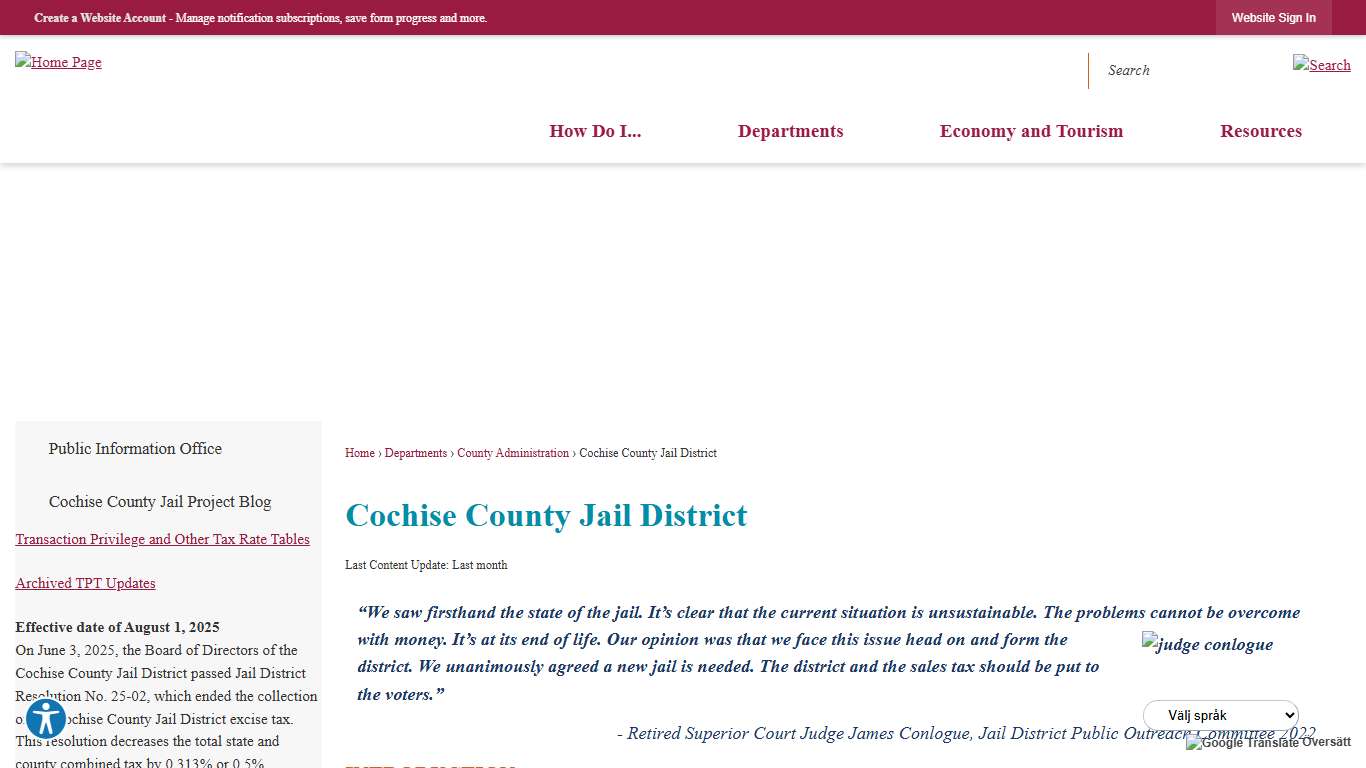 Cochise County Jail District Cochise County, AZ